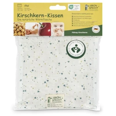 Immagine di GRÜNSPECHT Cuscino termico con noccioli di ciliegia, 19 x cm, per collo, pancia e schiena, rivestimento in 100% cotone, microonde forno, triangoli, verde Frosty (100 V8)