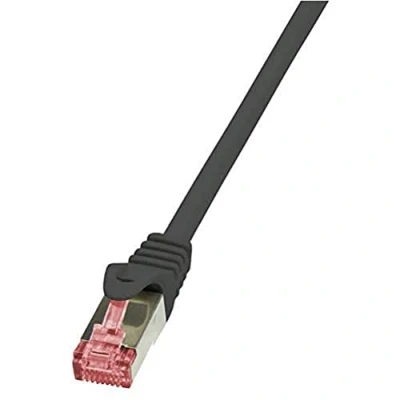 Immagine di LogiLink CQ2013S RJ45 cavo di rete, patch CAT 6 S/FTP 0.25 m Nero Ritardante fiamma, con protezione 1 pz.