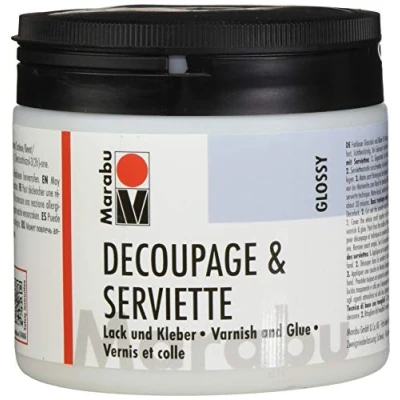 Immagine di Marabu, 114205849, Vernice Lucida per decoupage, Trasparente, 50 ml e Adesivo, Lucidi, 500