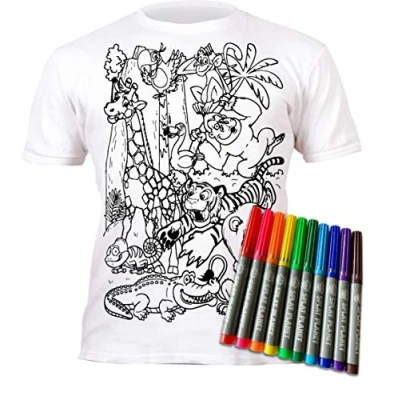 Immagine di Splat Planet T Shirt con Dinosauro Magica da Colorare 10 Penne Magiche Lavabili Atossiche Colora La Tua Maglietta, E Lava Via Ricolora I Compleanni dei Bambini (7 8 Anni)