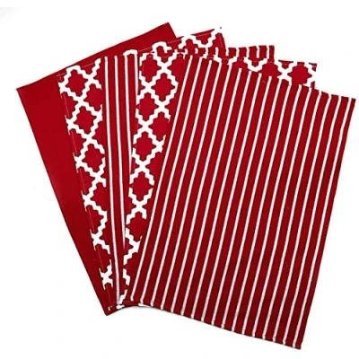 Immagine di Penguin Home Premium Strofinaccio da cucina in puro cotone 100%, set di 5 asciugamani cucina, morbidi e resistenti, lavabile lavatrice, 65 x 45 cm, colore Rosso