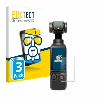 Immagine di brotect Pellicola Protettiva Vetro per DJI Osmo Pocket 3 Protezione Schermo (3 Pezzi) [Durezza Estrema 9H, Chiaro]