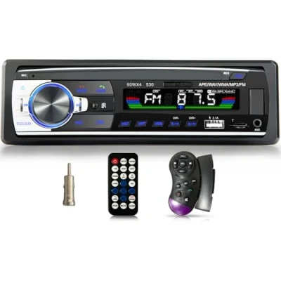 Immagine di iFreGo 1 DIN autoradio Bluetooth5.0 Vivavoce, Radio stereo con lettore MP3 Telecomando WMA FM, FM USB/lettore AUX/TF, 60WX4 funzione di ricarica rapida,supporto iOS, Android
