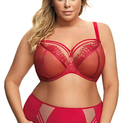 Immagine di Gorsenia Reggiseno Non Imbottito Trasparente con Pizzo K496 Paradise, Rosso,6I