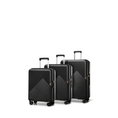 Immagine di WITTCHEN Valigia da viaggio Bagaglio a mano cabina rigida in Policarbonato con 4 ruote girevoli Serratura combinazione Maniglia telescopica GL Style Line Set di 3 valigie Nero
