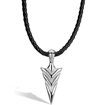 Immagine di SERASAR Catena in pelle da uomo Collana con ciondolo 60cm Argento a cordoncino portagioie per Vera Regalo