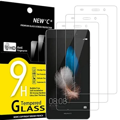 Immagine di NEW&#039;C 3 Pezzi, Vetro Temperato per Huawei P8 Lite, Pellicola Prottetiva Anti Graffio, Impronte, Senza Bolle, Durezza 9H, 0,33mm Ultra Trasparente, Resistente