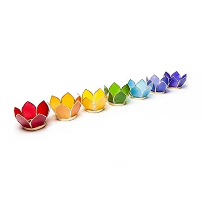 Immagine di Find Something Different Trovare Qualcosa di Diverso Lotus portacandela, Vetro, Oro, Piccolo, Set 7