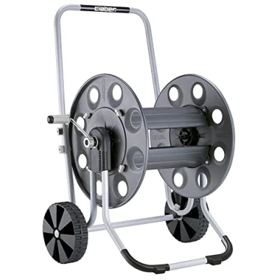 Immagine di Metal Gemini carrello avvolgitubo Claber con struttura in metallo, ideale per giardini di ampie dimensioni