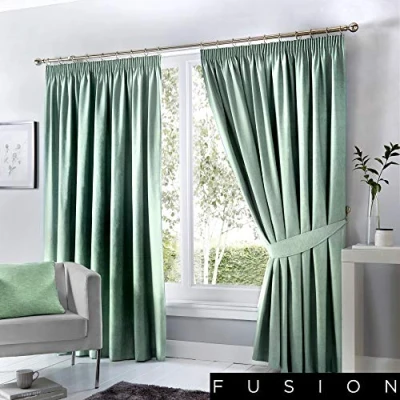 Immagine di Fusion Dijon Cover, Duck Egg, Curtains: 46&quot; Width x 72&quot; Drop (117 183cm)