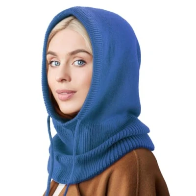 Immagine di DRESHOW Cappelli Invernali per le Donna Balaclava Knit Beanie Skull Cap con Coulisse Caldo Cappuccio Sciarpa Cappello