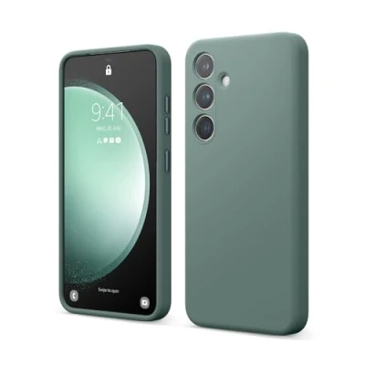 Immagine di elago Cover Silicone Liquido Compatibile con Samsung Galaxy S24 Case, Custodia Premium, Protezione Completa [Struttura Antiurto a 4 Strati], Fodera in Morbida Microfibra (Verde Notte)
