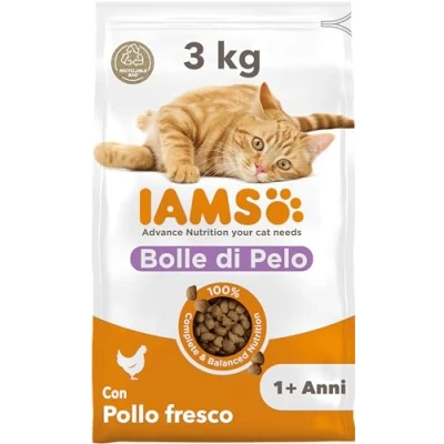 Immagine di IAMS Bolle di pelo cibo secco con pollo fresco per gatti da 1+ , 3 kg