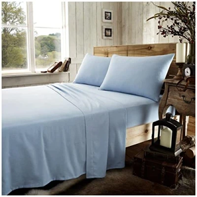 Immagine di GC GAVENO CAVAILIA lenzuolo con angoli elasticizzati per letto king size, 100% cotone spazzolato, facile da pulire, elasticizzati, in flanella termica, blu