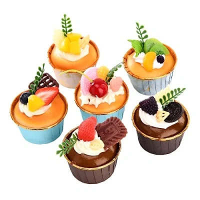 Immagine di BestAlice 6 modelli di cupcake finto, torta artificiale simulazione realistica, torte frutta finte realistiche pane dessert da esporre