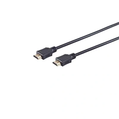 Immagine di Goobay 69122 Cavo HDMI Standard con Ethernet, Dorato, Nero, 0.5m Lunghezza del Cavo, 6mm Diametro, per Modem