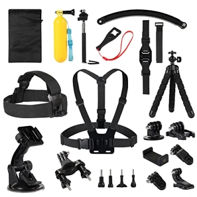Immagine di Kuptone 25 IN 1 Kit accessori per Gopro Hero 11 10 9 8 7 6 Max, Fusion, Insta360, DJI Osmo Action/Action 2, AKASO