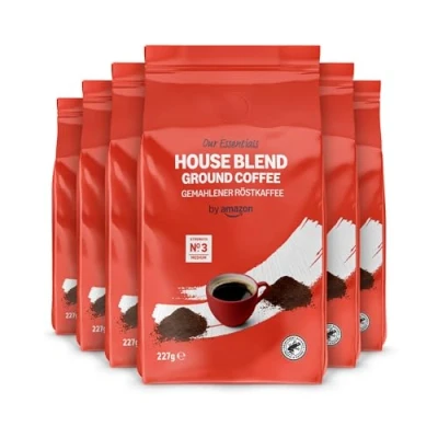 Immagine di by Amazon Caffè macinato della casa, Classico, tostatura media, 1,36 kg, 6 confezioni da 227 g Certificato Rainforest Alliance