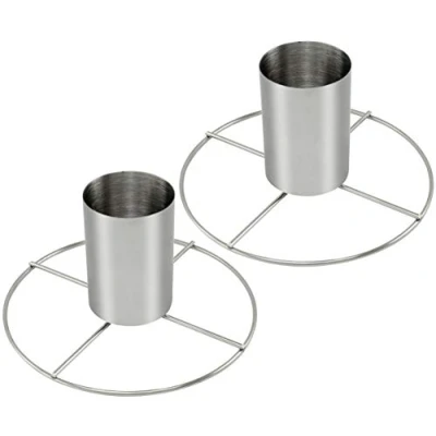 Immagine di COM FOUR® 2x girarrosto di pollo in acciaio inox grigliatore con contenitore aroma per cucinare polli interi nel forno e sulla griglia (02 pezzi aroma)