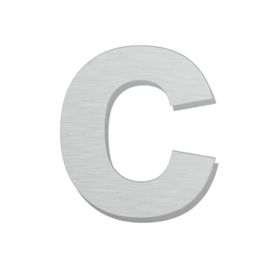 Immagine di spazzolato moderno numero civico 3 pollici 76 mm altezza, in solido acciaio INOX 304, galleggiante aspetto e facile da installare(Lettera c)