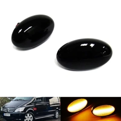 Immagine di RZG 2 indicatori di direzione laterali neri A LED per MB Classe W168 Citan W415 Vito V W639 W447 Fortwo 450