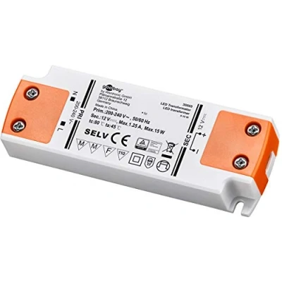Immagine di Goobay 30005 trasformatore LED da 230V a 12V 15W carico totale Driver tensione DC