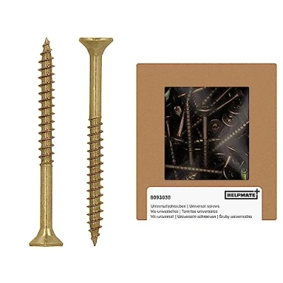 Immagine di HELPMATE Viti universali a testa svasata 5,0 x 60 giallo passivato 100 per legno con attacco T e filettatura parziale truciolato interni ed esterni protetti