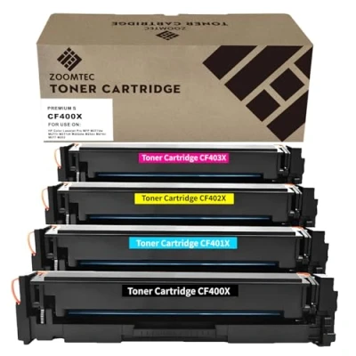 Immagine di ZOOMTEC 201X CF400X CF401X CF402X CF403X Cartuccia Toner compatibili per HP Color Laserjet Pro M252dw M252n MFP M277dw M277n M274n Stampante, 4 Pacchi