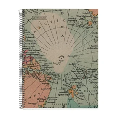 Immagine di Miquelrius Taccuino 100% Riciclato, 1 Striscia Colorata, A4, 80 Fogli a Righe Orizzontali, Carta g, 4 Fori, Copertina in Cartone Design Ecomaps