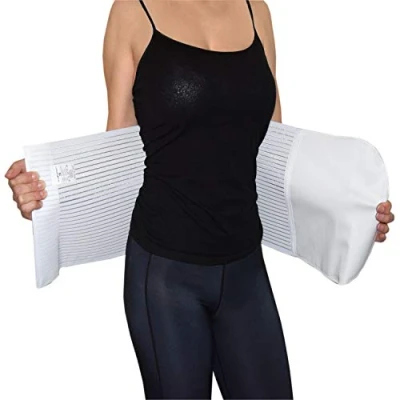 Immagine di BODYPERFECT Fascia addominale Post operatoria Unisex contenitiva parto operazione Allevia mal di schiena chiusura a strappo regolabile H 28 Bianco M