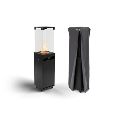 Immagine di Planika Faro + Coperchio Camino da Giardino Esterno Balcone Terrazza a Gas Fino 8 kW Alimentato GPL Rulli Incorporati Tempo di Combustione 55 Ore