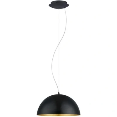 Immagine di Eglo Gaetano 1, Lampadario, lampada a sospensione 1 luce, lampadario in acciaio e legno, colore: Nero, oro; attacco: E27, diametro: 38 cm
