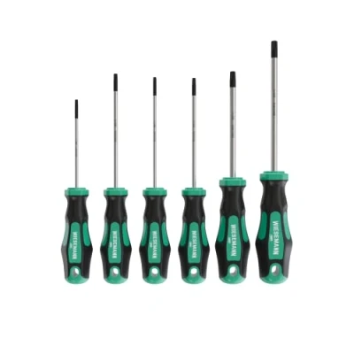 Immagine di Set di 6 cacciaviti TX per viti Torx con punta ENSURE in acciaio Q 50 WIESEMANN 1893 I T10, T15, T20, T25, T30, T40 magnetica 81147