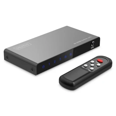 Immagine di DIGITUS DS 55331 Switch HDMI 3x1 3 in 1 out UHD 4K/60 Hz HDTV: 3840 x 2160p HDCP 2.2 &amp; 2.0 HDR, CEC, Deep Color, DTS, Dolby Digital, LPCM per TV, Monitor, PS5, PS4, Xbox