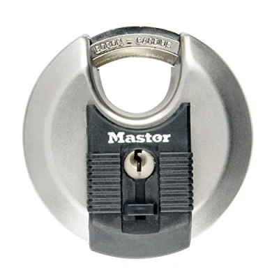Immagine di MASTER LOCK Disco Lucchetto ad Alta Sicurezza [Chiave] [Acciaio Inox] [Esterno] M50EURD Ideale per Portali, Garage, Sconto
