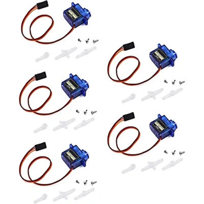 Immagine di YUNIQUE GREEN CLEAN POWER Servomotore Micro 9G per RC Elicottero, Aeroplano, Barca e Robot Controllo Preciso Compatibile con Arduino, Raspberry Pi Pack 5 Pezzi, Blu, Plastica
