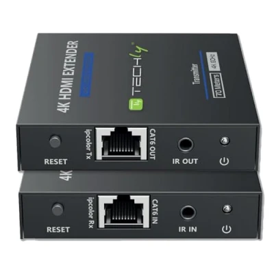 Immagine di Techly 364187 Extender HDMI 4K@60Hz 18Gbps HDR10 su Cavo Cat.6/6A/7 Fino 70 Metri Zero latenza Nero