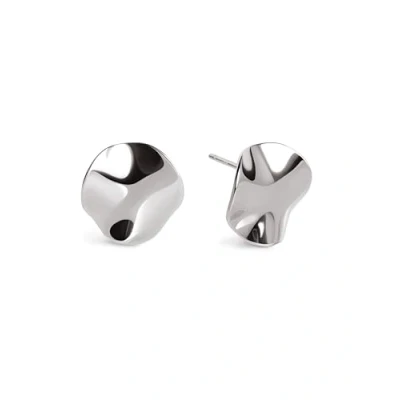 Immagine di SINGULARU Orecchini Waves. Acciaio con Placcatura Rodio. Chiusura a Pressione in Silicone. Gioielli da Donna