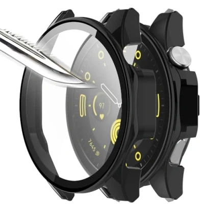 Immagine di Msiall [2 pezzi nero con Pellicola Protezione Schermo Vetro Temperato per HUAWEI WATCH GT 4 46mm, 9H Durezza PC Case,Bumper,Sottile Case Protettiva Completa Smart 46mm