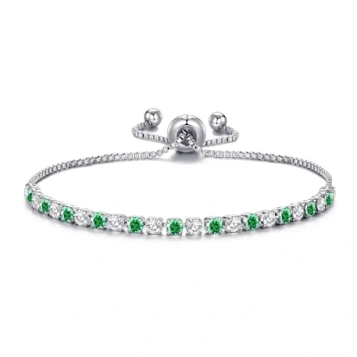 Immagine di Philip Jones Bracciale Tennis Verde Regolabile Placcato Argento Creato con Cristalli Zircondia®