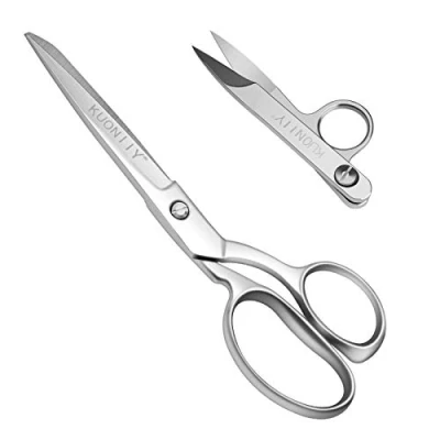 Immagine di KUONIIY Forbici da Sarto, in Tessuto Completamente Acciaio Inossidabile, Affilate e Resistenti, Taglio di Precisione, Impugnatura comoda, Lunghezza 20 cm, Argento