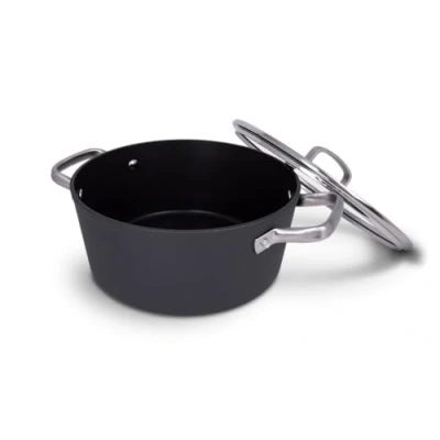 Immagine di Arcos Serie Samoa Pentola Antiaderente 16 cm e 1,5 L Alluminio Forgiato Adatto a qualsiasi cucina Anse Acciaio inossidabile effetto freddo Lavabile in lavastoviglie Nero FULL INDUCTION
