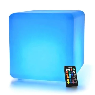 Immagine di Mr.Go 30cm LED Cubo Luminoso con Telecomando, Cambiando Colore Lampa, 16 Colori e 8 Luminosità Dimmerabile, Impermeabile Sgabello Sedile Luce Notturna Per Casa ed Esterno