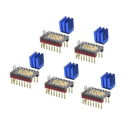 Immagine di BIGTREETECH TMC2209 V1.3 Stepper Motor Driver UART, Step/DIR Mode Ultra Silent Stepsticks con Dissipatore per SKR V1.4 Turbo/SKR 3, Octopus/Manta M4P/M5P/M8P MKS Gen L 3D Printer Motherboard 5Pcs