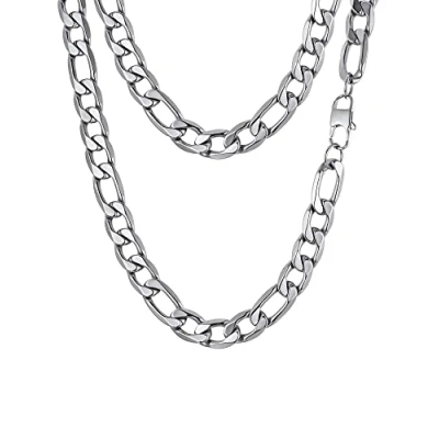 Immagine di PROSTEEL Collana catena figaro 13 mm di larghezza 60 cm lunghezza argento acciaio inossidabile
