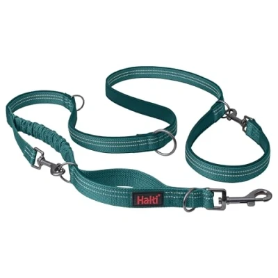 Immagine di Multiguinzaglio HALTI Anatomy Guinzaglio a doppia estremità con molla ammortizzante, Ideale per l’addestramento e le passeggiate. Catarifrangente. cuccioli (Taglia S, Verde Acqua)