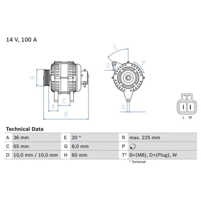 Immagine di BOSCH 0 986 043 981 Alternatore 14V 100A OPEL: Corsa C Hatchback, Meriva A, Astra G Caravan, HONDA: CIVIC 7 Hatchback
