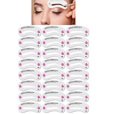 Immagine di 24 pezzi stencil sopracciglia,riutilizzabile Strumenti e accessori per trucco,kit sopracciglia,sopracciglio make up attrezzo, il trucco delle sopracciglia