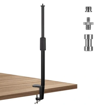 Immagine di TARION Supporto per Fotocamera da Tavolo con Viti 1/4&quot; telecamere Luce anulare a Forma di L Clip Video in live streaming (Desk L)