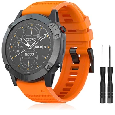 Immagine di TOPsic Cinturino Fenix 6X, 26mm Braccialetto Silicone per 6X/Fenix 6X Pro/Fenix Sapphire/Fenix 3/Fenix 3 HR/Fenix 5X/Fenix 5X Plus/Fenix 7X/Fenix 7X Solar/Fenix Sapphire Solar
